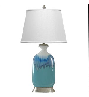 BEACH GROVE | Ceramic Table Lamp on a Silver Base | 36in ht. X 19in w. X 13in d. | 150 Watts