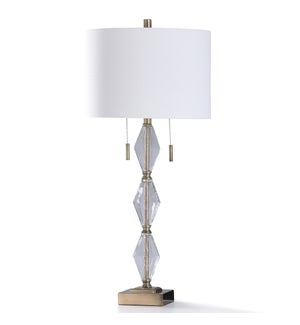 ADELINE TABLE LAMP | 34in ht. | Traditional Old Brass Metal Structure Buffet Table Lamp with Clear S