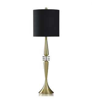 ANTIQUE BRASS | Steel and Acrylic Buffet Lamp with Black Shade | 100 Watts | 39in ht.