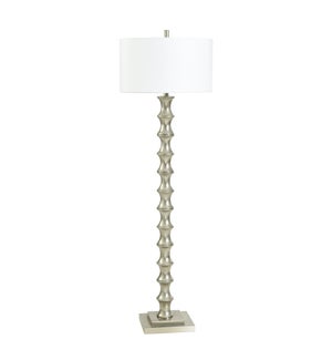 POLISHED NICKEL | Polished Nickel Chrome Floor Lamp with White Shade | 100 Watts | 18in w. X 60in ht