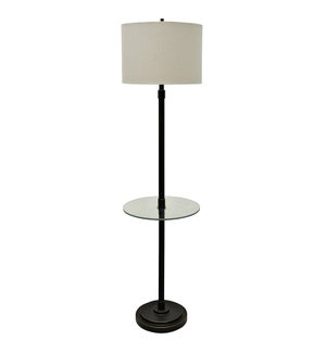 MADISON BRONZE | Steel Table Floor Lamp With Fabric Drum Shade | 61in ht. X 16in w. X 16in d. | 150