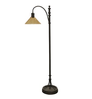INDUSTRIAL BRONZE | Traditional Iron Base Task Floor Lamp with Glass Shade | 66in ht. X 24in w. X 13