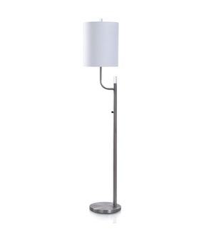 BRUSHED STEEL | Mid Century Modern Metal Floor Lamp | 65in ht. X 12in w. X 12in d. | 100 Watts+ 2W L