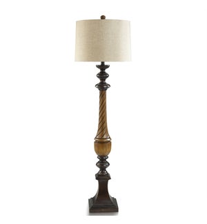 Toffeewood | Floor Lamp | Traditional Two Tone Brown Swirled | 9.75 w X 9.75 d  X 64.5 h | 150w