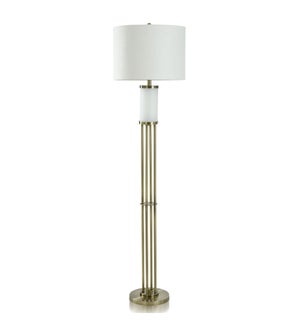 Antique Brass | Floor Lamp | Open Metal Work Base With Frosted Glass Accent Night Light |150w+led3w