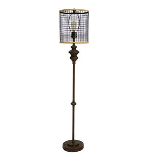 Industrial Design Open Metal Mesh Shade Floor Lamp in Dark Bronze & 60 Watt Edison Bulb Included