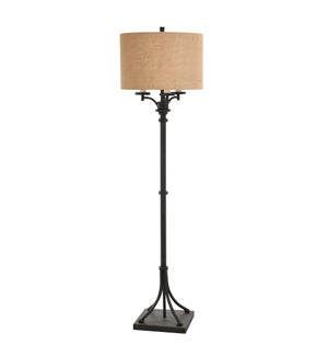 INDUSTRIAL BRONZE | 17in w X 63in ht X 17in d | Traditional Floor Lamp with Regular and 3 Candlestic