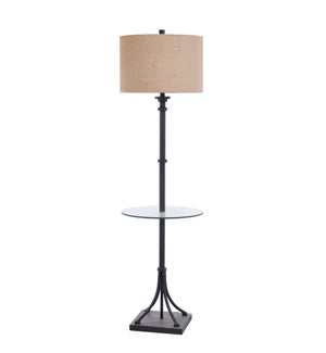 INDUSTRIAL BRONZE | 17in w X 61in ht X 17in d | Transitional Iron Floor lamp with Tempered Glass Tab