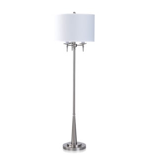 BRUSHED STEEL | Metal Floor Lamp with 4-Way Switch | 3 Candalabra Sockets | 19in w X 63in ht X 19in