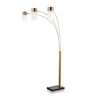 ANTIQUE BRASS | Mid Century Modern Metal & Marble Arch Floor Lamp | 10in w X 84in ht X 16in d | 25 W