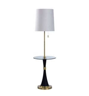 BRIGG GOLD | Metal Floor Lamp with Round Clear Glass Table | 17in w X 60in ht X 17in d | 150 Watts