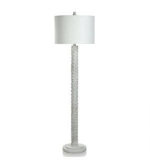 White | Floor Lamp | White Leaf Motif With Light Terrazzo Speckles | 11 w X 11 d  X 64.25 h |150w