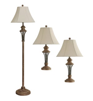 QB-Moraga Set of 3 Lamps | 2 Table Lamps & 1 Floor Lamp