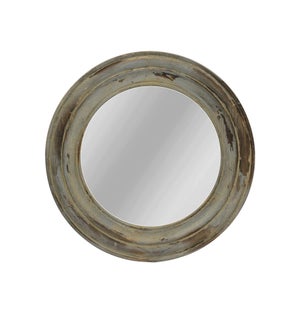 Distressed Round Fir Wood Mirror