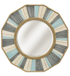 Nautical Rope Accented Painted Wood Frame Beveled Mirror