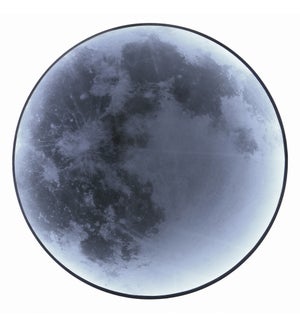 SILVER MOON | On Off Switch Large Back Lit Mirror with Moon Image | 43in w. X 43in ht. X 2in d.