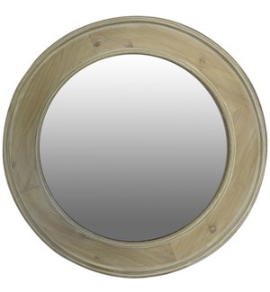 NATURAL WASH | Round Wooden Frame Wall Mirror | 30in w. X 30in ht. X 1in d.