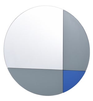 BLUE GEO | Contemporary Round Geometric Design Frameless Mirror | 24in w. X 24in ht. X 1in d.