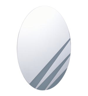 GRAY & CLEAR | Contemporary Oval Geometric Design Frameless Mirror | 16in w. X 24in ht. X 1in d.