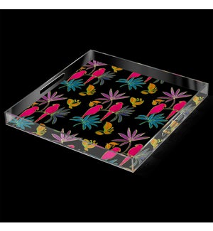 SINGAPORE FUSCIA BIRD TRAY | 2in X 20in | A stylish acrylic catch all tray featuring signature patte