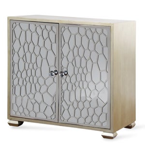 Honeycomb Mirrored Two Door Cabinet | 34in X 36in X 17in | Two Door Cabinet