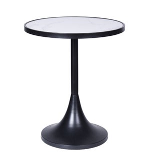 MATTE BLACK | Spun Metal and Mirror Top Accent Table | 24in ht. X 20in w. X 20in d.