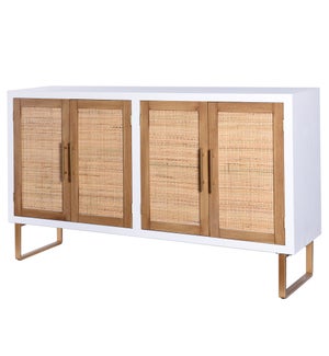 TWEED & WHITE | Four Door Wooden Cabinet | 36in ht. X 60in w. X 16in d.