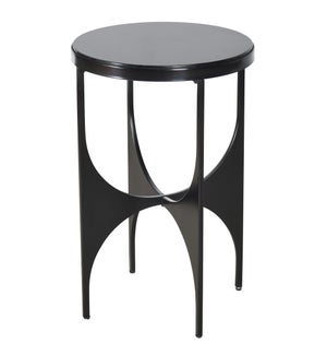 AUSTIN BLACK SIDE TABLE | Laser Cut Metal Made of 4mm Steel with 20mm Solid Genuine White Veined Bla