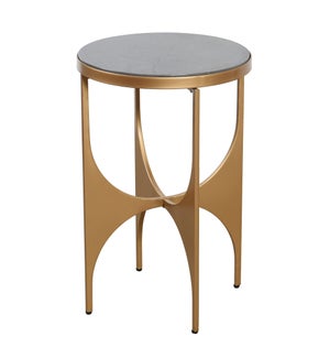 AUSTIN GOLD SIDE TABLE | Laser Cut Metal Made of 4mm Steel with 20mm Solid Genuine Marquina Brown Ma