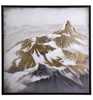 CANVAS of MOUNTAIN TOPS FIRST SNOW I | 40in w x 40in ht x 1in d | Hand Panited Framed Canvas Brown a