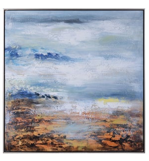 ABSTRACT SCENERY | Hand Embellished Framed Canvas Art |40in w. X 40in ht. X 2in d.