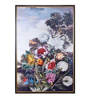 BRILLIANT BOTANY | Hand Embellished Solid Wood Framed Canvas Art | 74in ht. X 50in w. X 2in d.