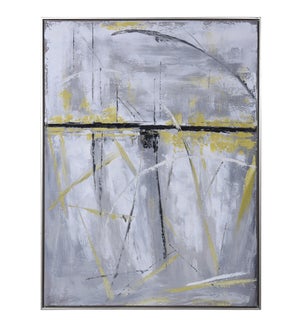CONTEMPORARY LINES | Contemporary Hand Painted Framed Canvas   | 35in w. X 47in ht. X 2in d.