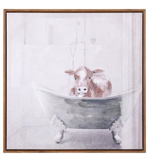 INDOOR BESSIE | Hand Embellished Farmhouse Framed Canvas | 24in w. X 24in ht. X 2in d.