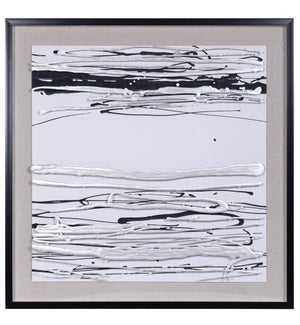 TOPICAL LINE | Hand Applied Textured Paint in Shadow Box Under Plexi-Glass | 41in w. X 41in ht. X 2i
