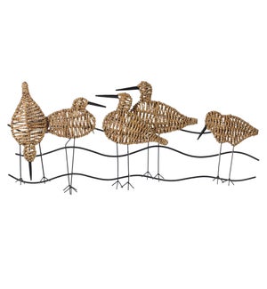 Flock Of Birds In Metal And Natural Woven Material