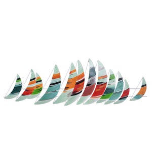 SPIRITED SAILS | Handmade Painted Metal Wall Sculpture | 20in ht. X 59in w. X 1in d.