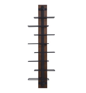 Wood and metal wall wine holder