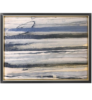 BLACK AND BLUE  | Black and Blue Textured Abstract Framed Print | Austin Allen James | 44in ht. X 34
