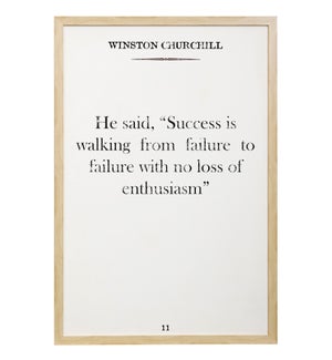 CHURCHILL QUOTE | Framed Print Under Glass | 26in w. X 38in ht. X 2in d.