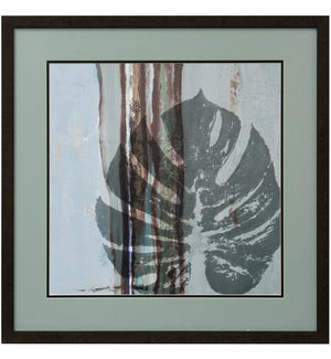HORIZON LEAF I | Matted Framed Print Under Glass | 28in ht. X 28in w.