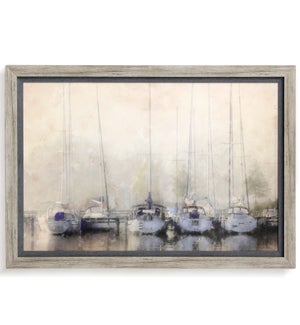 SAILBOATS IN FOG | Textured Framed Print | 29in ht. X 41in w.