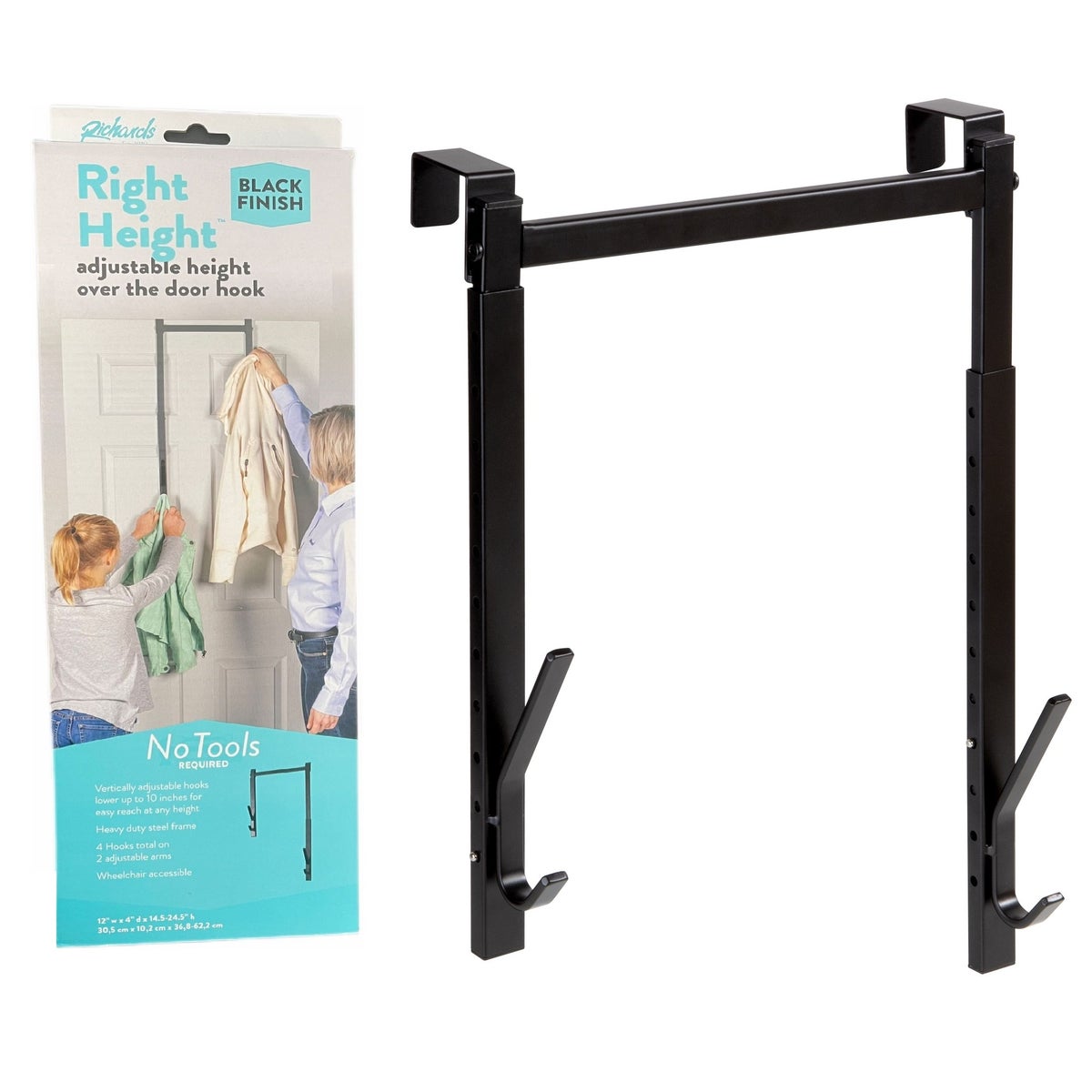 Matte Black - Adjustable Over-the-Door Hook (6)