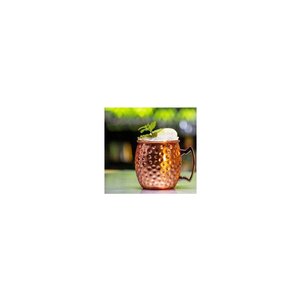 16oz Moscow Mule with Copper Plating & Gold Plated Handle - Hammered (12)