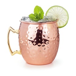 16oz Moscow Mule with Copper Plating & Gold Plated Handle - Hammered (12)