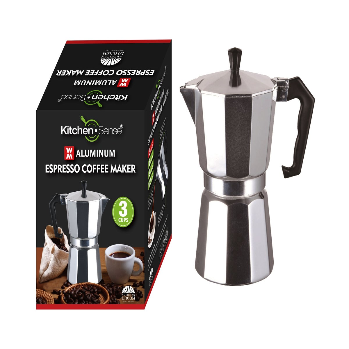 Espresso Maker, 3 Cup Aluminum