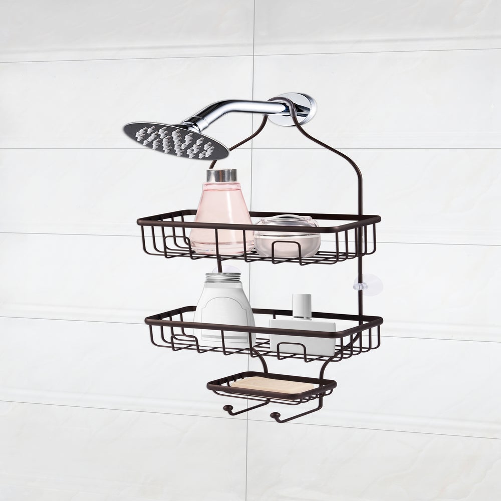 Black Shower Caddy over Head, Hanging Shower Caddy with Soap Dish for  Bathroom