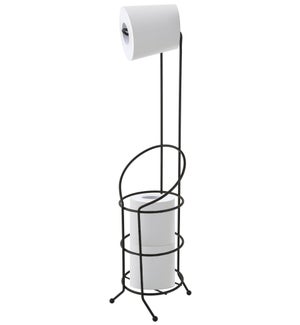 Black - Toilet Paper Holder Stand with Storage (12)