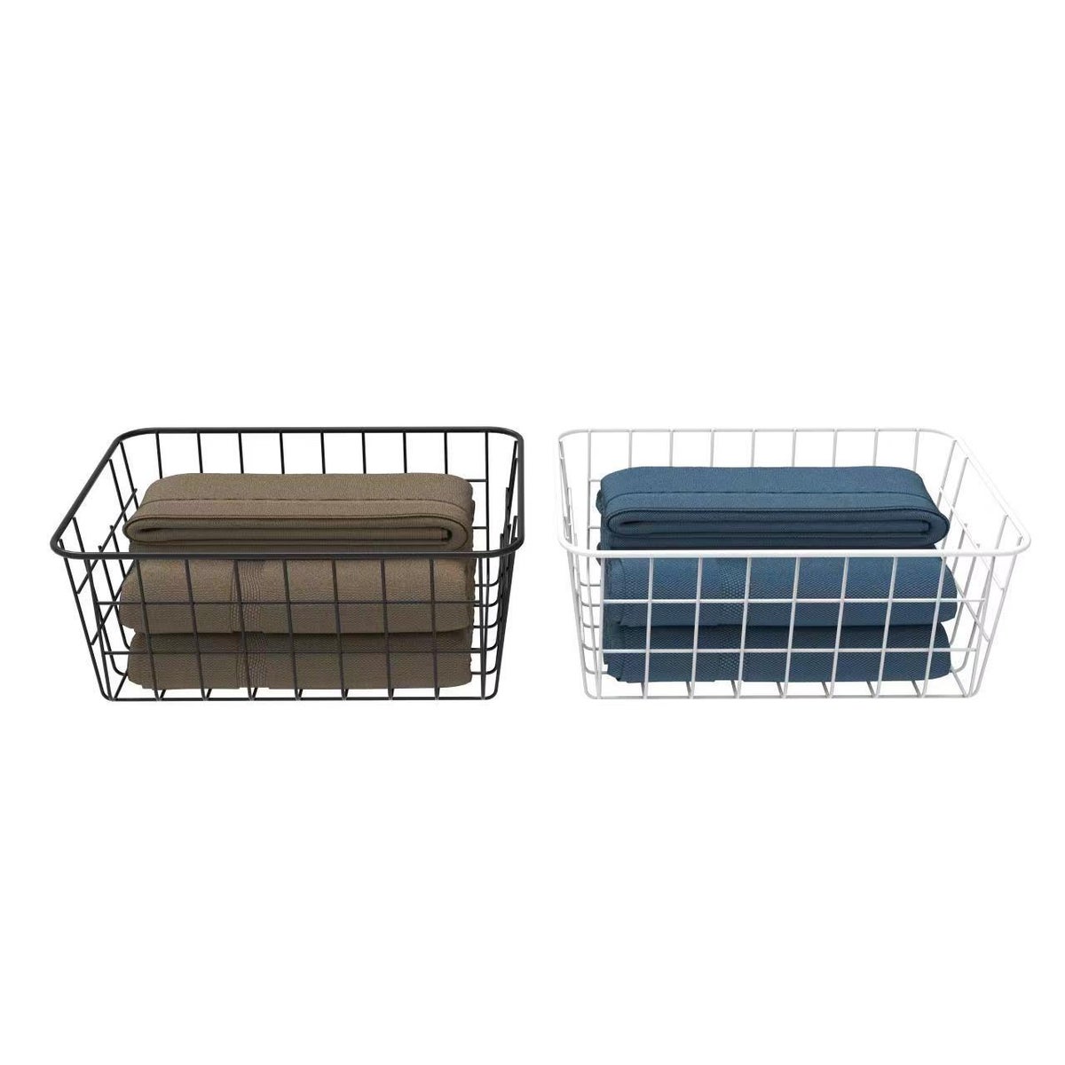 Black/White - Set of 3 Medium Nesting Storage Baskets 11"x8.6"x4.9" (6sets)
