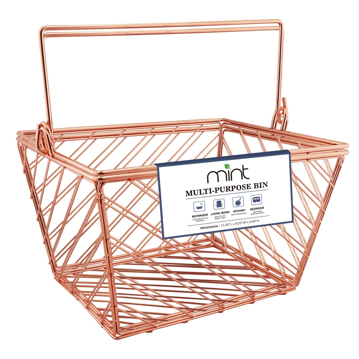 Assorted - Set of 2 Small Storage Baskets with Handle 11"x8.2"x6.6" (6sets)